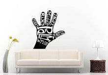 Load image into Gallery viewer, Palm Wrist Thumb Pinky Ring Middle Index Fingers Hand Body Words DIY Wall Stickers Decals Vinyl Mural Decor Art L2179