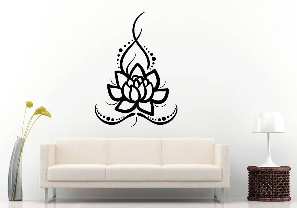 Lotus Flower Floral Design Yoga Studio Mandala Henna Mehndi Namaste Om Meditation Wall Sticker Decal Vinyl Mural Decor Art L2232