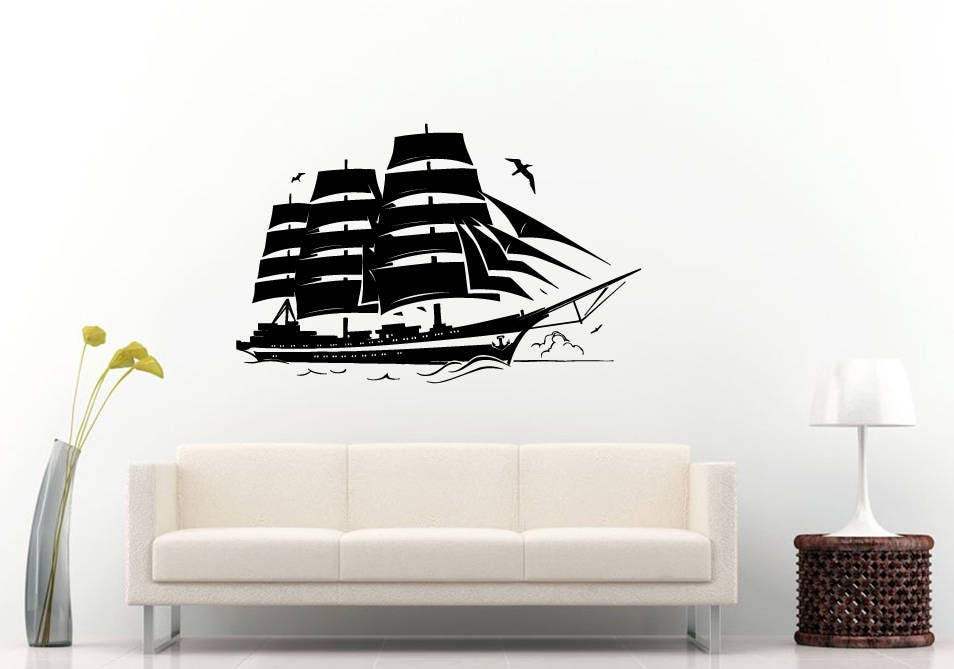 Pirate Ship Yacht Boat Marine Sea Ocean Nautical Wall Sticker Decal Vinyl Mural Decor Art L2237
