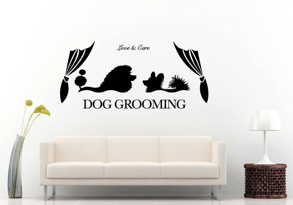 Pet Grooming Animal Dog Cat Spa Salon Shop Wall Sticker Decal Vinyl Mural Decor Art L2243