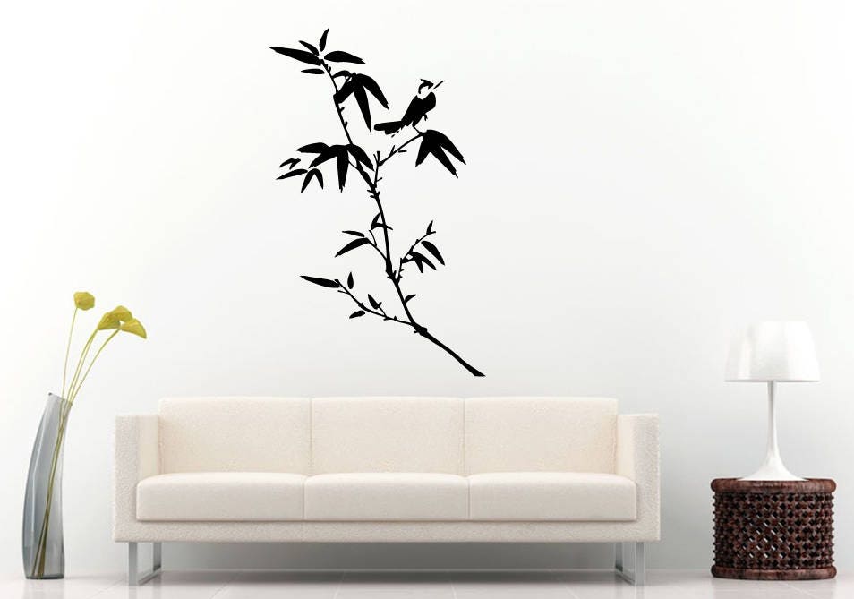Bird Sitting Branch Tree Nature Birds Flying Leaves Wall Sticker Decal Vinyl Mural Decor Art L2250