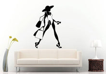 Load image into Gallery viewer, Woman Girl Fashion Shopping Hat Bathing Swimsuit Beach Wear Wall Sticker Decal Vinyl Mural Decor Art L2268