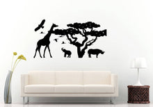 Load image into Gallery viewer, African Safari Africa Animal Kingdom Tree Jungle Birds Giraffe Nature Wall Sticker Decal Vinyl Mural Decor Art L2282