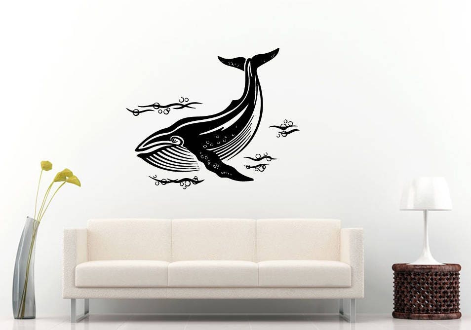 Big Fish Wale Sea Ocean Water Creature Nautical Nature Wall Sticker Decal Vinyl Mural Decor Art L2283