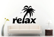 Load image into Gallery viewer, Relax Vacation Palm Trees Birds Island Word Chill Zone Bedroom Wall Sticker Decal Vinyl Mural Decor Art L2285