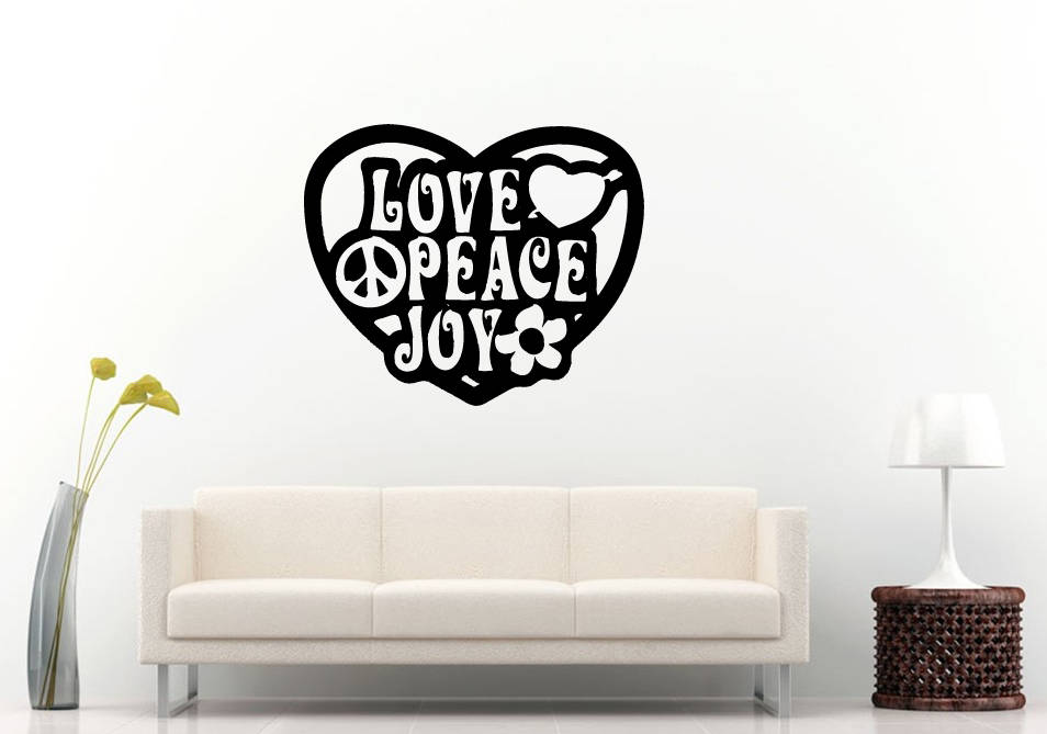 Love Peace Joy Love Heart Peace Sign Flower Wall Sticker Decal Vinyl Mural Decor Art L2291