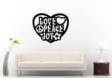 Load image into Gallery viewer, Love Peace Joy Love Heart Peace Sign Flower Wall Sticker Decal Vinyl Mural Decor Art L2291