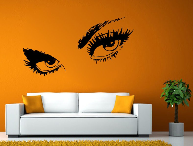 Sexy Beautiful Eyes Lashes Brows Makeup Hair Salon Shop Wall Window Vehicle Sticker Decal Vinyl Fathead Mural Decor L2067