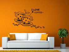 Load image into Gallery viewer, I Love Coffee Cups Morning Breakfast Coffee Beans Kitchen Wall Window Vehicle Sticker Decal Vinyl Fathead Mural Decor L2069