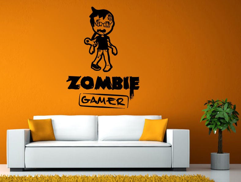 Zombie Boy Gamer Video Games Player Wall Window Vehicle Sticker Decal Vinyl Mural Decor Art L2085