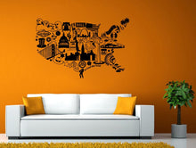 Load image into Gallery viewer, United States of America Map History Symbols Wall Stickers Decals Vinyl Mural Decor Art L2114
