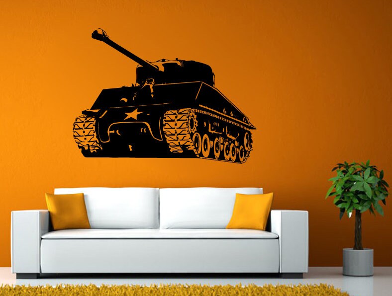 Tank War Vehicle Military Boy Room Wall Stickers Decals Vinyl Mural Decor Art L2124