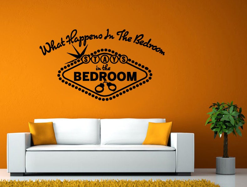 Adult Bedroom Quote Sign What Happens Stays Wall Stickers Decals Vinyl Mural Decor Art L2127
