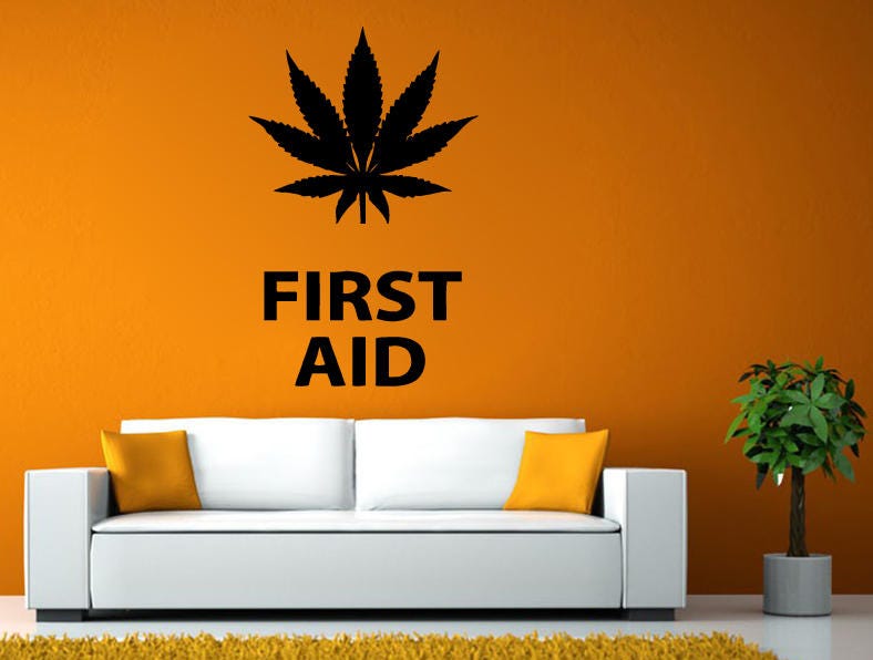 Weed Plant Smoking First Aid Relaxing Medical Wall Stickers Decals Vinyl Mural Decor Art L2138