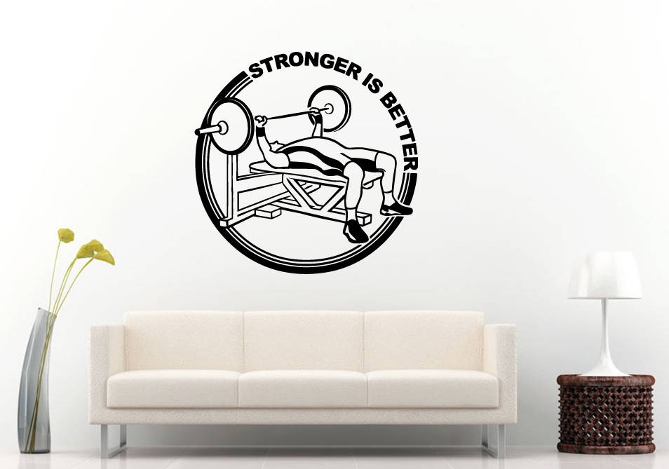 Stronger Better Weight Training Gym Workout Lifting Weights Wall Sticker Decal Vinyl Mural Decor Art L2307