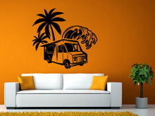 Load image into Gallery viewer, Fast Food Truck Restaurant Ocean Beach Palm Tree California Florida DIY Wall Stickers Decals Vinyl Mural Decor Art L2149