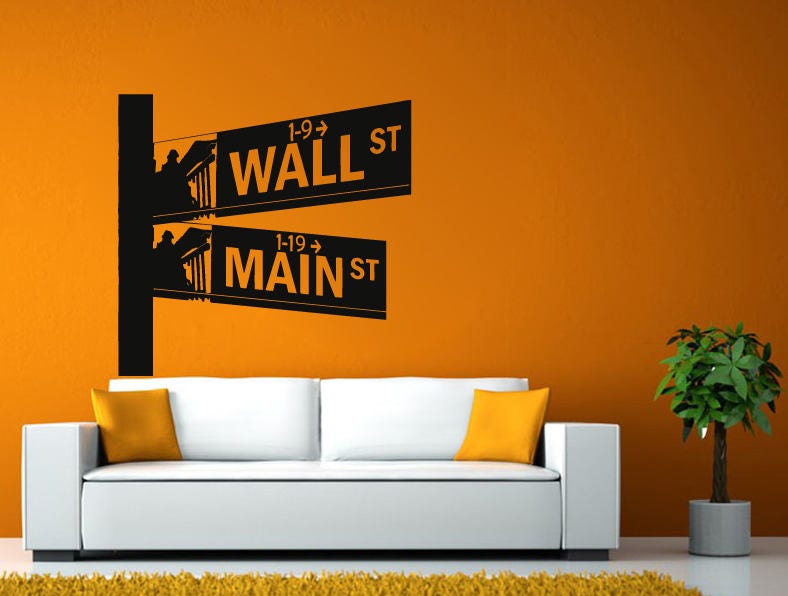 Wall Street Main Street Sign New York City NYC Manhattan Downtown Business District DIY Wall Stickers Decals Vinyl Mural Decor Art L2158