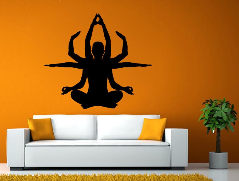 Yoga Poses Namaste Om Lotus Meditation Mantra Buddhism DIY Wall Stickers Decals Vinyl Mural Decor Art L2163