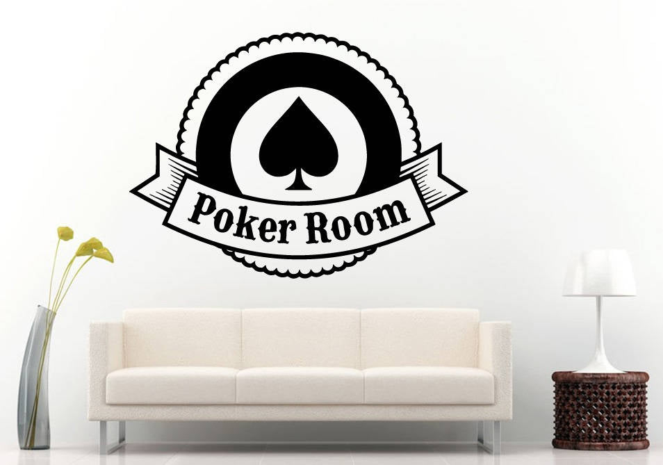 Poker Room Spade Cards Casino Chips Gamble Money Man Cave DIY Wall Stickers Decals Vinyl Mural Decor Art L2166