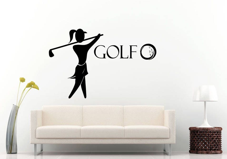Girl Golfer Playing Golf Sports British Game DIY Wall Stickers Decals Vinyl Mural Decor Art L2175