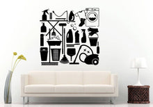 Load image into Gallery viewer, Laundry Room Tools House Work Cleaning Washer Dryer Vacuum DIY Wall Stickers Decals Vinyl Mural Decor Art L2176