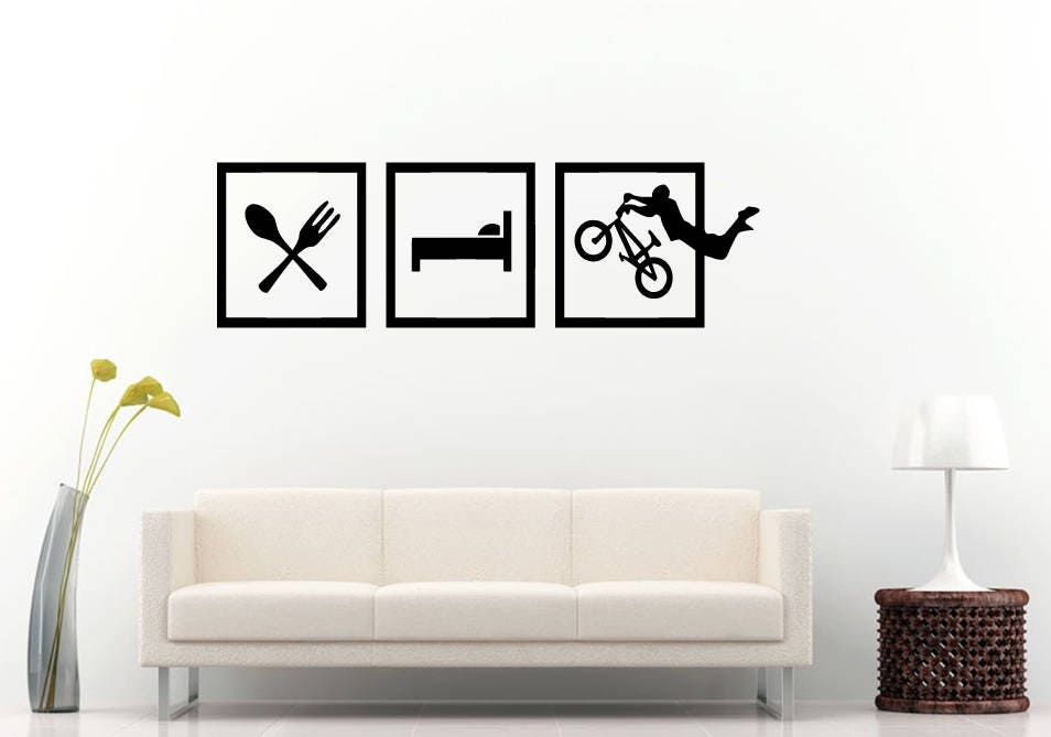 Eat Sleep Ride Bikes X Games Extreme Sport DIY Wall Sticker Decal Vinyl Mural Decor Art L2189