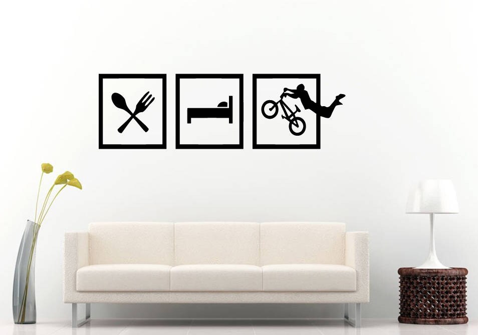 Eat Sleep Ride Bikes X Games Extreme Sport DIY Wall Sticker Decal Vinyl Mural Decor Art L2189