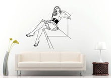 Load image into Gallery viewer, Beautiful Summer Dress Girl Woman Posing Sitting DIY Wall Sticker Decal Vinyl Mural Decor Art L2195