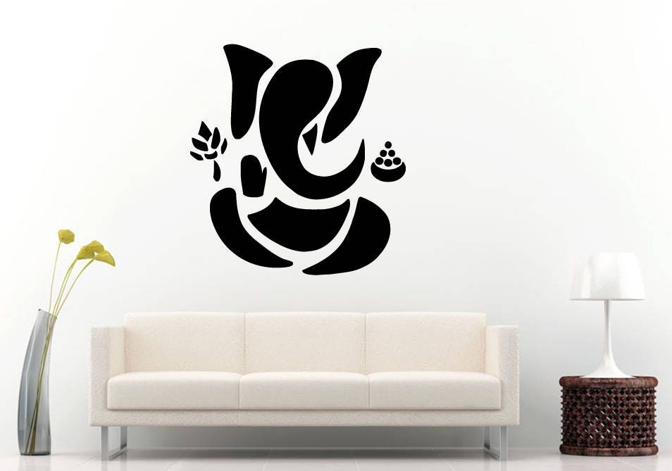 Ganesha Elephant Lotus Ganesh Meditation Buddha Pose Namaste Yoga Zen Mandala Om Symbol DIY Wall Sticker Decal Vinyl Mural Decor Art L2205