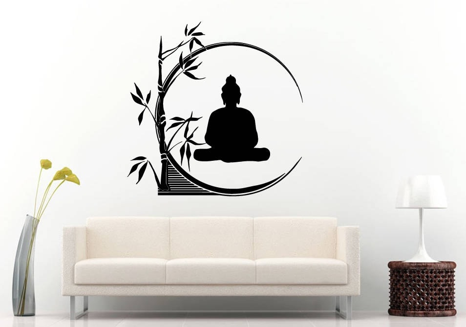 Zen Circle Lotus Meditation Buddha Bamboo Tree Namaste Yoga Mandala Om DIY Wall Sticker Decal Vinyl Mural Decor Art L2210