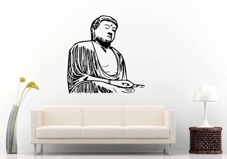 Statue Buddha Love Heart God Religion Arabic Mandala Henna Mehndi Namaste Om Meditation Wall Sticker Decal Vinyl Mural Decor Art L2221