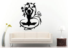 Load image into Gallery viewer, Yoga Girl Nature Tree Flowers Lotus Pose Mandala Henna Mehndi Namaste Om Meditation Wall Sticker Decal Vinyl Mural Decor Art L2223