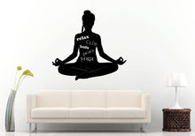 Load image into Gallery viewer, Yoga Relax Calm Peace Smile Girl Lotus Pose Mandala Henna Mehndi Namaste Om Meditation Wall Sticker Decal Vinyl Mural Decor Art L2224