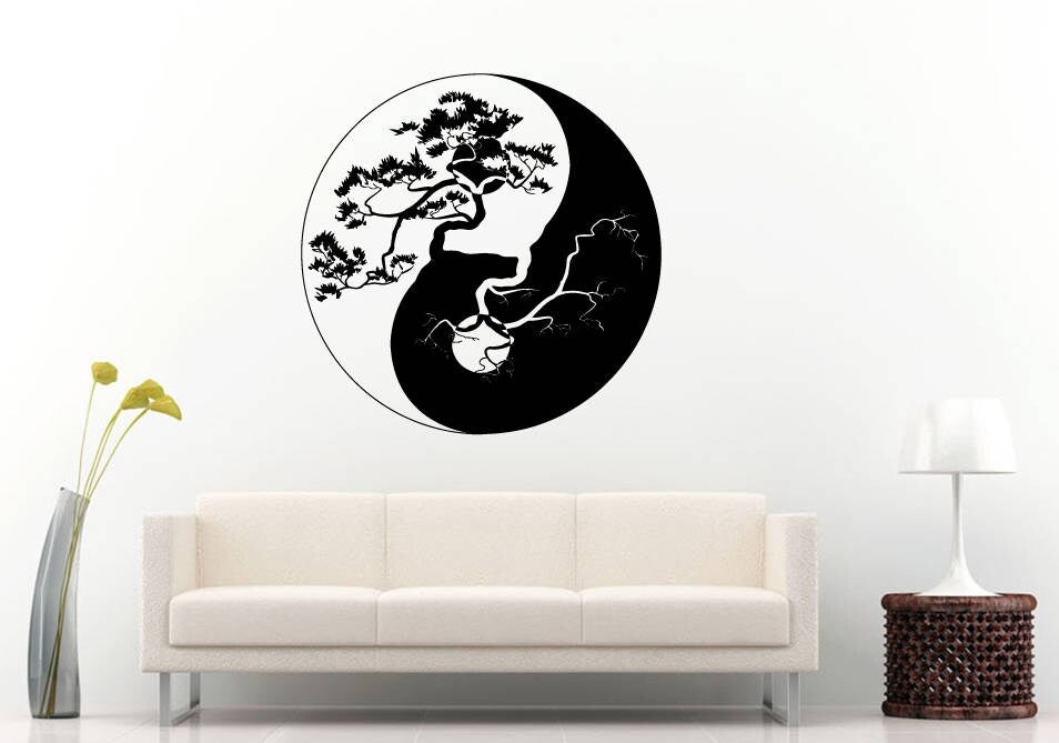 Yin Yang Tree Branch Balance Yoga Studio Mandala Henna Mehndi Namaste Om Meditation Wall Sticker Decal Vinyl Mural Decor Art L2234