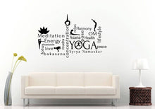 Load image into Gallery viewer, Words Yoga Lotus Flower Studio Mandala Henna Mehndi Namaste Om Meditation Wall Sticker Decal Vinyl Mural Decor Art L2235