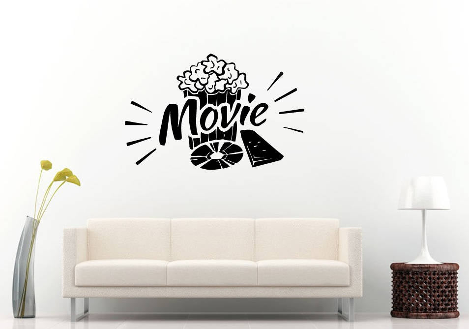 Movie Film Cinema Popcorn Theater Camera Action Comedy Drama Fantasy Wall Sticker Decal Vinyl Mural Decor Art L2248