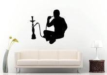 Load image into Gallery viewer, Hookah Shisha Tobacco Bar Lounge Smoking Puffing Sitting Man Lotus Pose Wall Sticker Decal Vinyl Mural Decor Art L2261