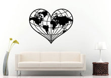 Load image into Gallery viewer, World Map Love Heart Shape World Travel Adventure Geography Wall Sticker Decal Vinyl Mural Decor Art L2262