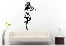 Load image into Gallery viewer, Woman Girl Playing Violin Band Orchestra Music Instrument Wall Sticker Decal Vinyl Mural Decor Art L2267