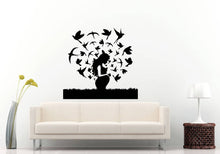 Load image into Gallery viewer, Beautiful Mother Woman Girl Pregnant Birds Flying Aura Circle Of Life Wall Sticker Decal Vinyl Mural Decor Art L2320