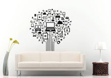 Load image into Gallery viewer, Computer Laptop PC Tablet Internet Cloud Network Online Tree Social Network Wall Sticker Decal Vinyl Mural Decor Art L2281