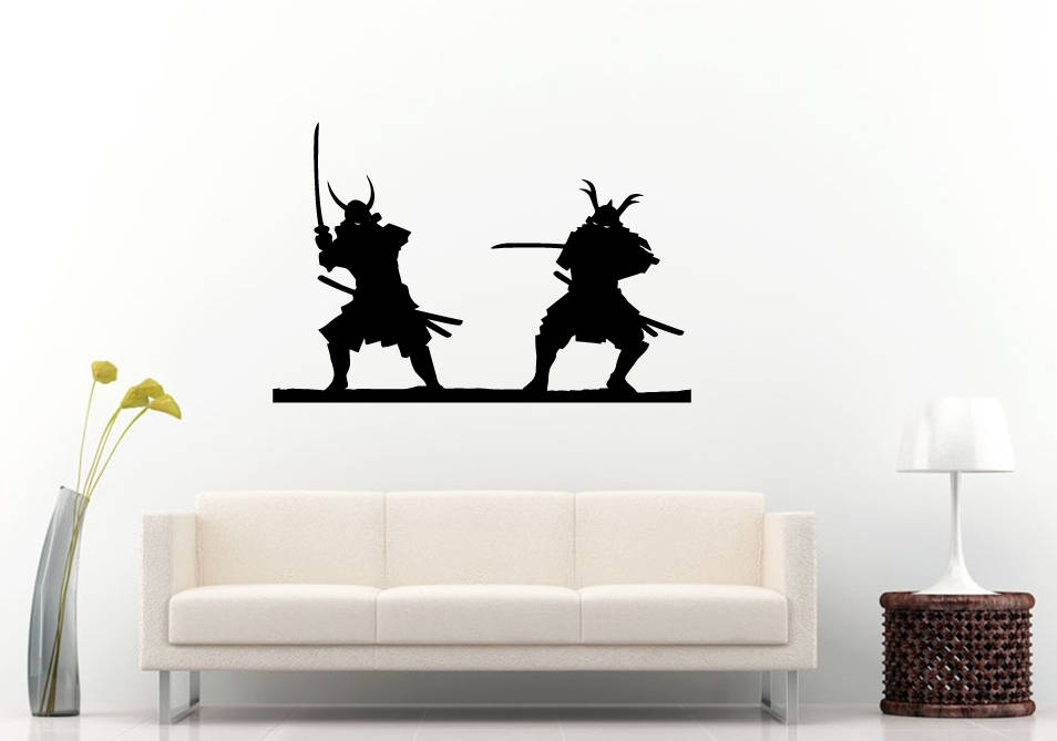 Japanese Samurai Fight Sword Battle Ninja Ancient Armor Warriors Wall Sticker Decal Vinyl Mural Decor Art L2328