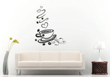 Load image into Gallery viewer, Coffee Shop Store Cup Mug Beans Flower Love Heart Wall Sticker Decal Vinyl Mural Decor Art L2292