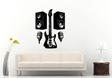 Load image into Gallery viewer, Rock And Roll Skull Wings Electric Guitar Music Speakers Instrument Wall Sticker Decal Vinyl Mural Decor Art L2295