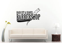 Load image into Gallery viewer, Hair Cut Shaves Barber Barbershop Salon Stylist Blade Wall Sticker Decal Vinyl Mural Decor Art L2335