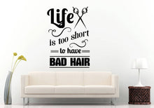 Load image into Gallery viewer, Life Short Boring Hair Barber Shop Hair Salon Scissors Salon Wall Sticker Decal Vinyl Mural Decor Art L2305