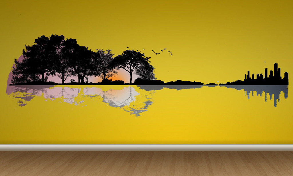 Painteeze City vs Nature Painting Like Decal, sticker, Skyline, Trees art cfb 37
