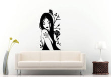 Load image into Gallery viewer, Asian Anime Flower Floral Girl Woman Hot Beautiful Fashion Shopping Beauty Salon Wall Sticker Decal Vinyl Mural Decor Art L2373