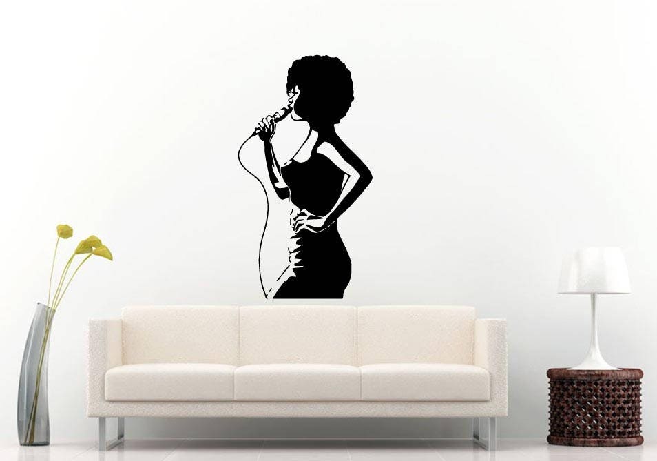 Jazz Blues Soul Music Dance Singer Girl Woman Hot Beautiful Fashion Beauty Salon Wall Sticker Decal Vinyl Mural Decor Art L2379