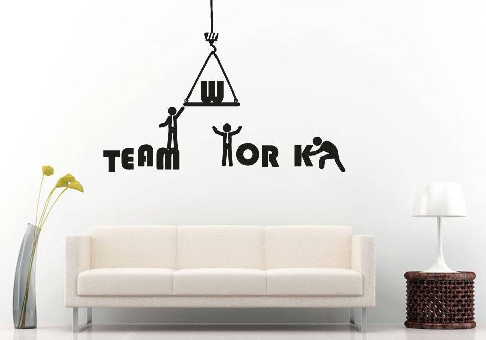 Teamwork Team Building People Holding Sign Office Space Work Success Motivation Wall Sticker Decal Vinyl Mural Decor Art L2399